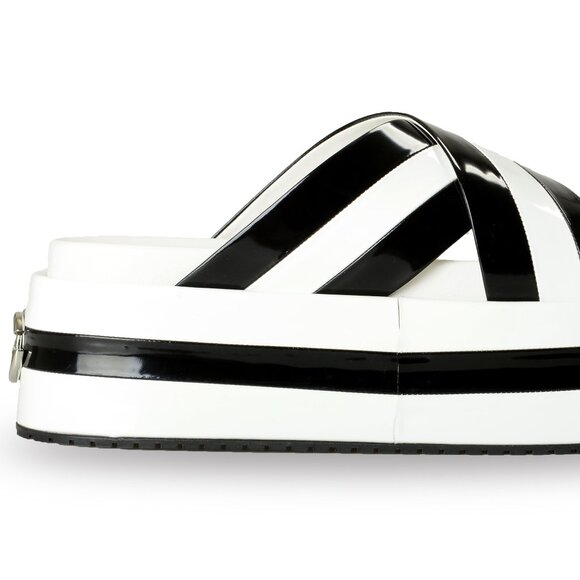 Dolce & Gabbana Black and White Striped Platform Sandals - Picture 4 of 8